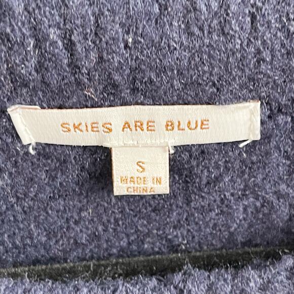 New Skies Are Blue Small S Navy Blue Orange Textured Striped Crew Neck Sweater - Picture 7 of 9